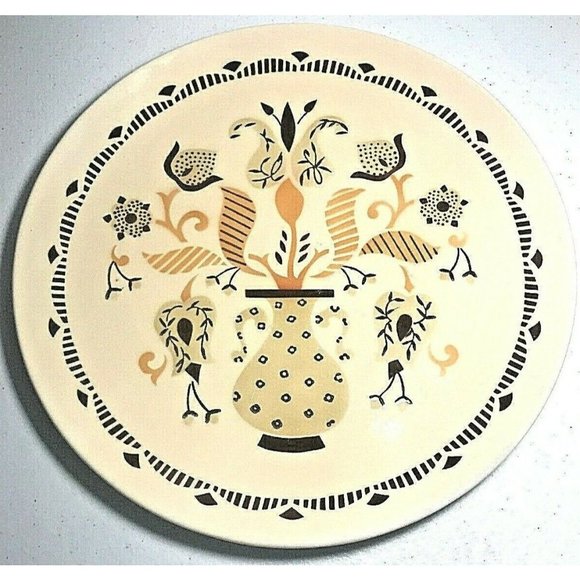 Stonehill 3261 12 Inch Serving Plate Vintage Floral Creams & Browns Rare Vintage